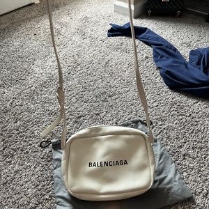 Balenciaga small white camera bag